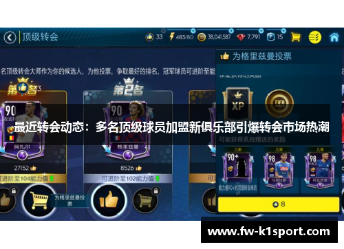 最近转会动态：多名顶级球员加盟新俱乐部引爆转会市场热潮